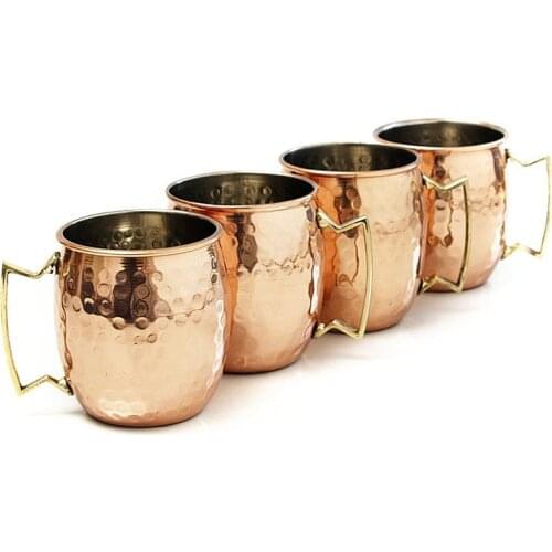 1-4PCS 18 Ounces Hammered Copper Plated Moscow Mule Mug Beer Cup Coffee Cup Mug Copper Plated Drinkware Cocktail Special Cup