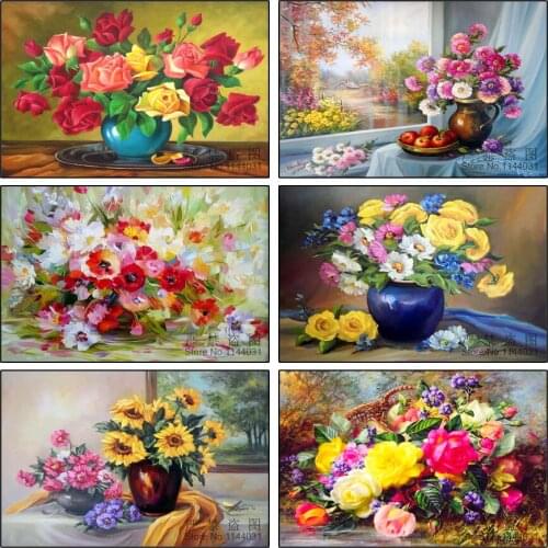 Square Drill Peony Modern Home Decoration 5D Diy Diamond Painting Flowers Needlework Full Diamond Embroidery Painting