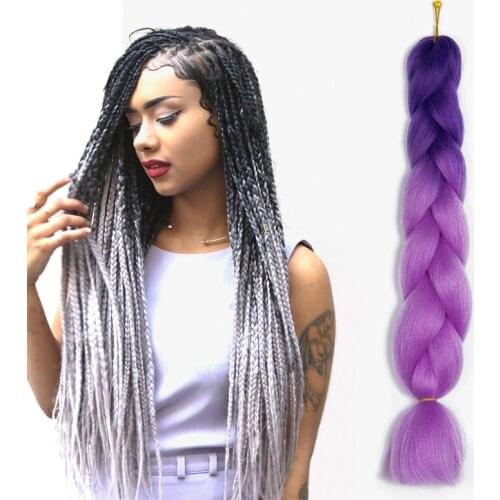 Lelinta Ombre Jumbo Braiding Hair Extensions Kanekalon Synthetic Braiding Hair 24inch 3Pack/Lot Two Tone Braiding Hair (Brown)