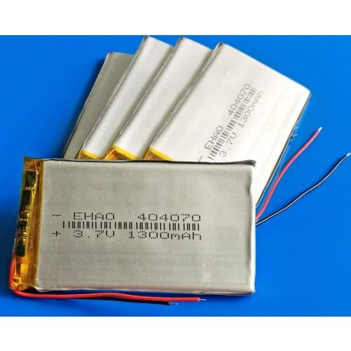 5 x pcs 3.7V 1300mAh 404070 polymer lithium lipo Rechargeable battery for MP3 GPS DVD bluetooth recorder camera keyboard speaker