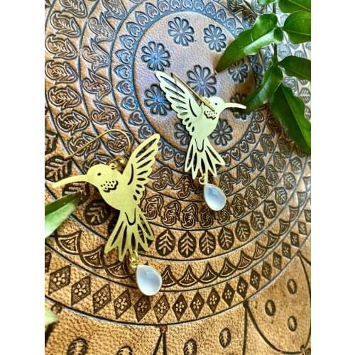 Moonstone Hummingbird Earrings