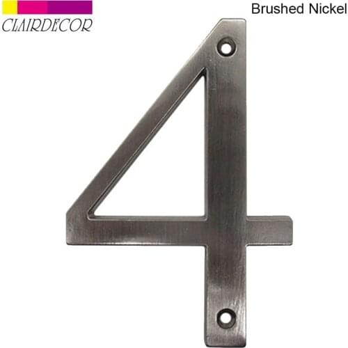 Brushed Nickel 4" 101mm Height House Number Door Address Number Digits Zinc Alloy Screw Mounted Big Mailbox Address Sign #4