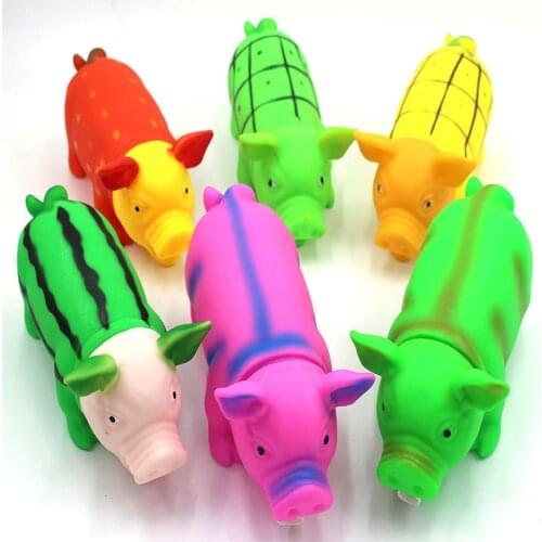 New Rubber Squeak Toy for Dog Screaming Fruit Pig Chew Dog Toys Tooth Grinding & Training Pet Toy Supplies Small Dog Toys