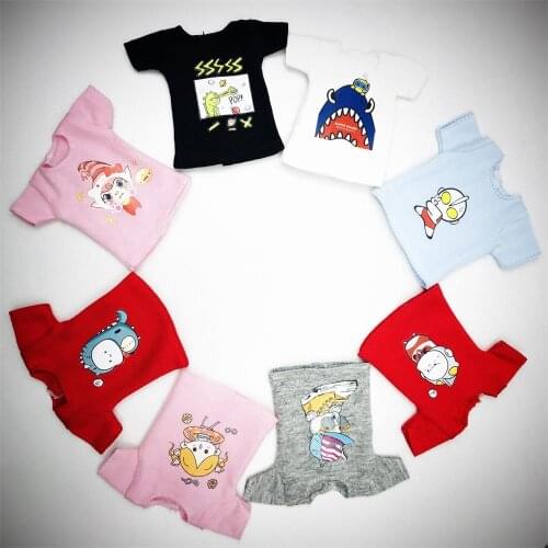 New 1PCS Fashion cartoon Dolls’ T-shirt Cute short pink/white/black/red T-shirt for blyth,licca,1/6 Dolls Clothes Accessories