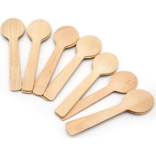 Disposable Wooden Spoon Mini Ice Cream Spoon Wood Western Dessert Scoop Wedding Party Tableware Kitchen Accessories SN2283