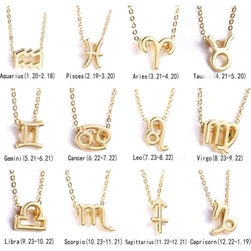 Twelve Constellations Charms Necklace Leo Aries Taurus Gemini Cancer Virgo Libra Scorpio Sagittarius Capricorn Star Zodiac Sign