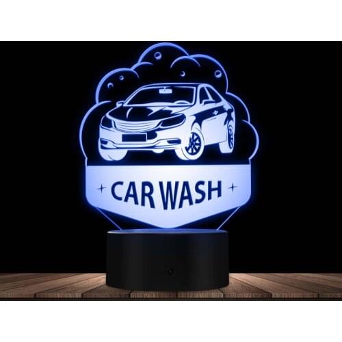 Polish the Car Wash Service Station 3D Optical illusion LED Night Lamp 4S Automotive Beauty Shop Decorative Novelty Table Light
