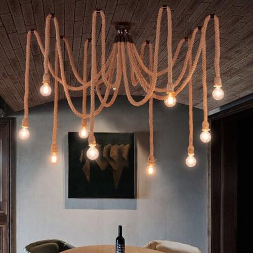 Industrial chandelier For Shopping mall LED salon lighting rope chandelier spider chandelier Lamp 6 10 Lights vintage cafe light