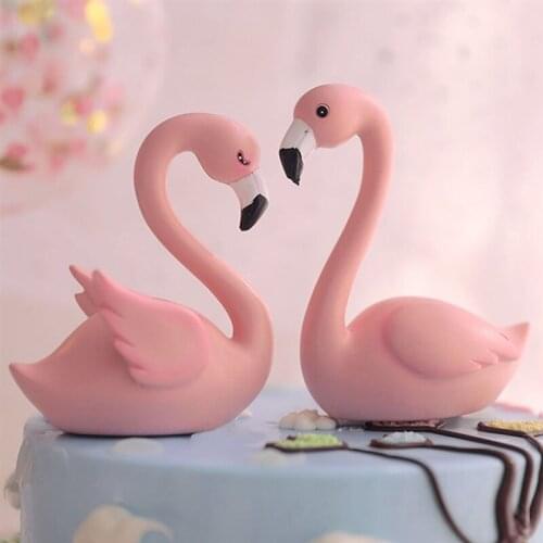 Pink Feather Swan Cake Topper Happy Birthday Cake Decoration Anniversary Sweet Wedding Kid Girl Baking Supplies