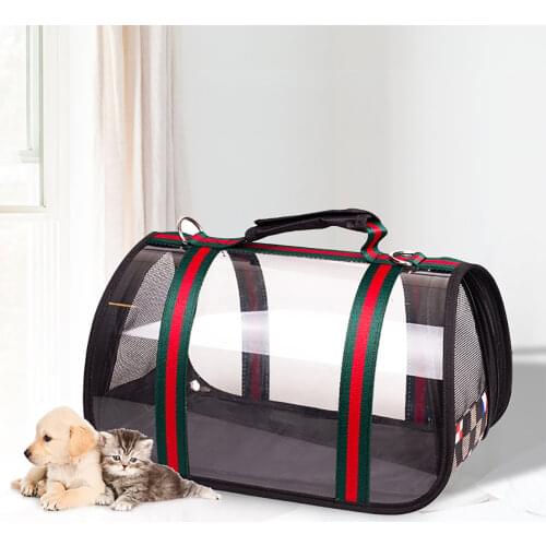 Pet Cat Carrier Foldable Pet Handbag Outdoor Portable Transparent Design Breathable Shoulder Tote Bag for Cats Puppies Birds
