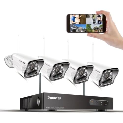 SmartSF 8CH Wireless CCTV System 1080P 2MP Video Surveillance Kit IR-CUT Outdoor Video Recorder Camera Video Surveillance Kit
