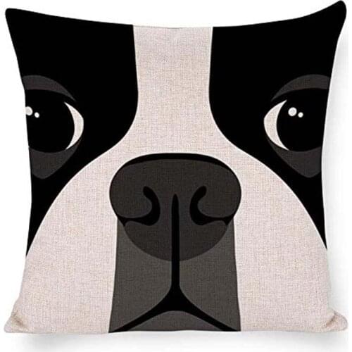 Dog Head Throw Pillowcase Pillow Covers Cotton Linen Square Home Decor Cushion Cover 18" x 18"