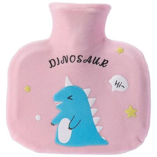 Keep warm in autumn and winter, portable cartoon little dinosaur with pressure and leak-proof water injection hot water bottle