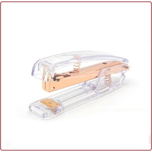 Cross-Border stapler Supply Rose Gold Gift Stapler Office Transparent Plastic Stapler Binding Machine classroom supplies