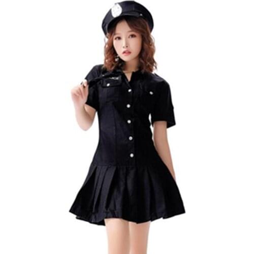 S M L XL Female Sexy Cop Police Officer Uniform Policewomen Costume Adult Women Police Cosplay Fancy Dress