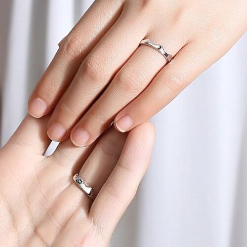 J60E 1 Pair Minimalist Sun and Moon Couples Matching Band Rings Simple Open Ring Adjustable Ring Wedding Gift for Him Her