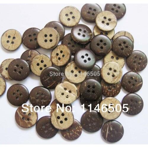 100pcs 18mm 4 holes natural round coconut button wood cute cartoon wooden buttons Sewing Buttons Craft Accessories