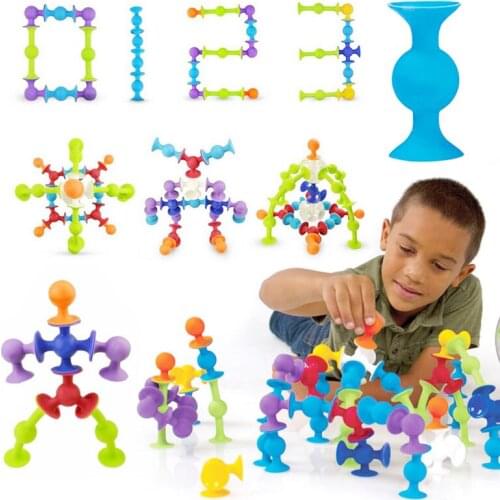 2018 Squigz Sucker Cup Toys For Children DIY Silicone Building Blocks Assembled Toys Squigz Building Blocks Squigz Toys For Baby