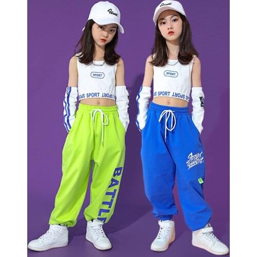 2021 Girls Jazz Street Dance Costumes For Kids Children Modern Dance Hip Hop Clothes Loose Hiphop Performance Dancewear DN8804