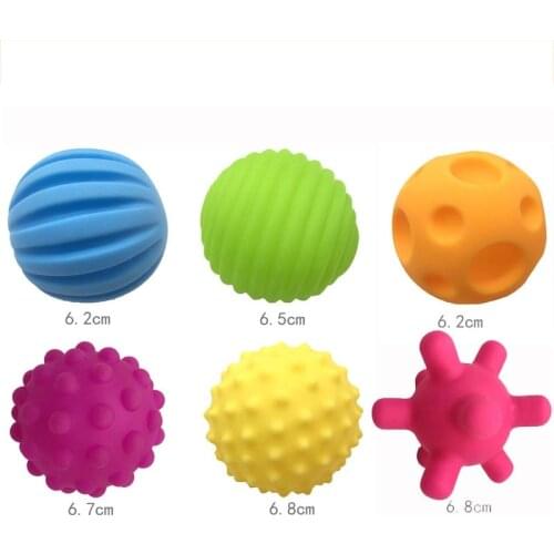 6Pcs/set Baby Teether Ball Toy Training Infant Bath Supplies Kids Gift Baby Massage Ball Infant Sense Ball Toy Baby Supplies