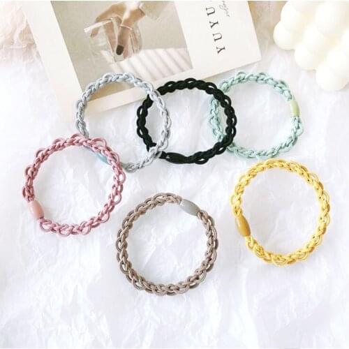 6pcs in School Girls handmade weave design super elastic hair ties rubber bands basic model ponytail holder