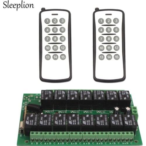 Sleeplion 10A 24V relay 15CH Circuit Board Wireless RF Remote Control Switch 2 Transmitter+ Receiver 315MHz 433MHz