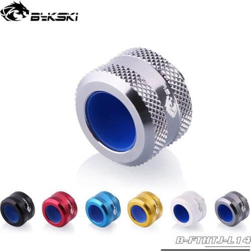 BYKSKI Hard Tube Fitting OD14mm Enhanced Anti-off Rubber Hand Compression Copper Fitting G1/4' use for PMMA/PETG Rigidity Tube