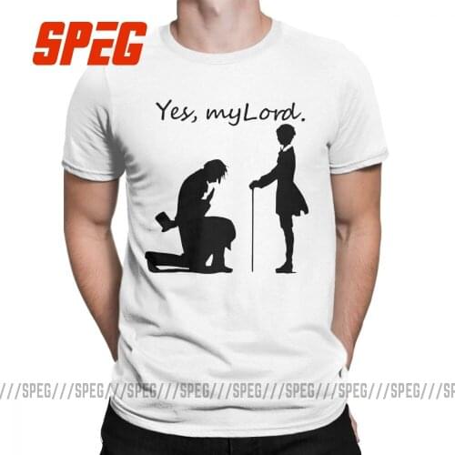 Yes My Lord Kuroshitsuji Mens T Shirt Black Butler Fashion Tee Shirt Short Sleeve Crewneck T-Shirts 100% Cotton Graphic Clothes