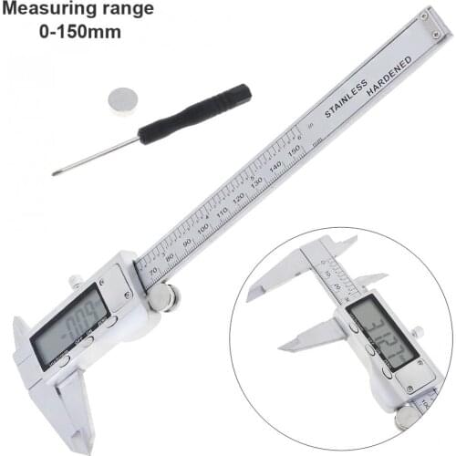 150mm Stainless Steel Electronic Digital Silver Vernier Caliper Ruler with 0.01mm Accuracy and W-type Box for Measuring