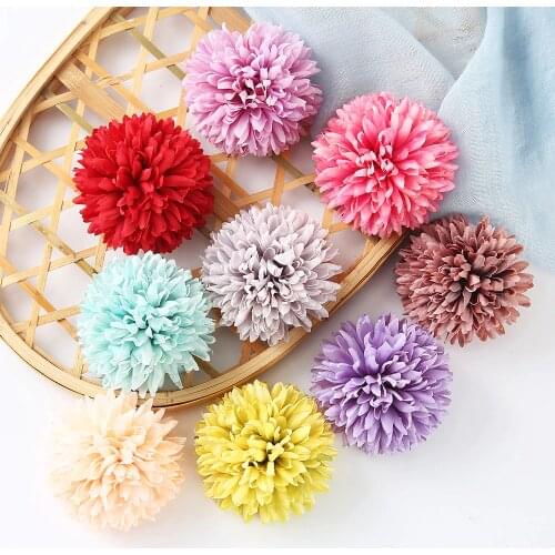 2pcs artificial flower 7CM silk carnation flower head For wedding home decoration DIY wreath gift box shoes clothing headwear