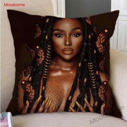 Beautiful Black Girls African Sister Car Pillows Sofa Pillow Case Cotton Linen Amazing Africa Beauty Art Linen Cushion Cover