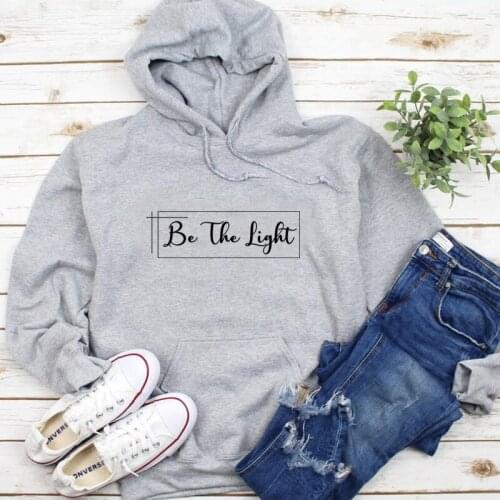 Kwawaii Be The Light Women Hoodies Plus Size Long Sleeve Sweatshirt Christian Faith Cotton Pullover Causal Shirt Drop Shipping