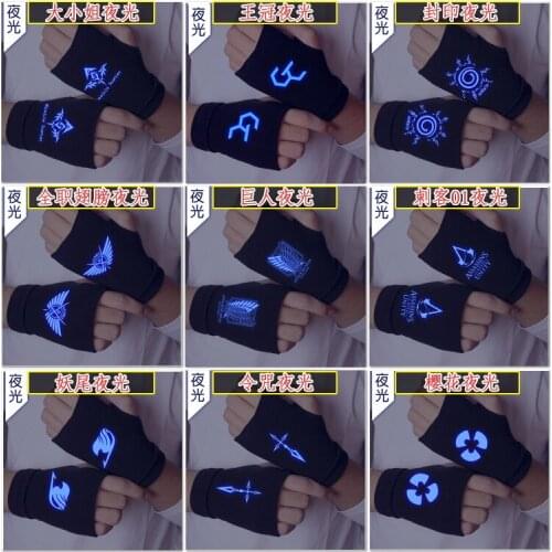 Hot style Animation Glow Fingerless Gloves Luminous
