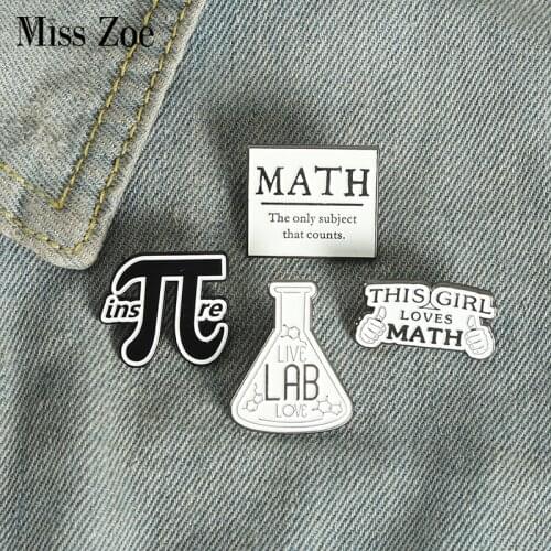 Love Math Enamel Pins Custom π Lab Educational Brooch Lapel Badge Bag Cartoon Jewelry Gift for Kid Friend
