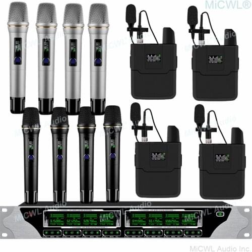 MiCWL 8 Handheld 8 Tabletop Gooseneck 8 Lavalier Headset Digital Wireless Conference Karaoke Microphones System Top Microfone