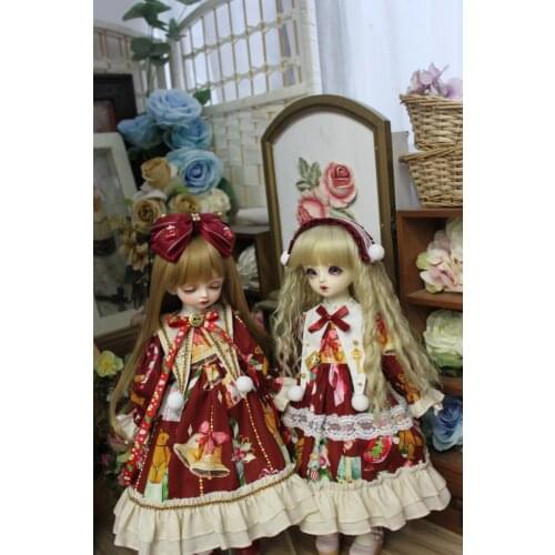 BJD Doll clothes suitable for 1-3 1-4 1-6 size fashion dress Christmas New Year with headgear doll accessories