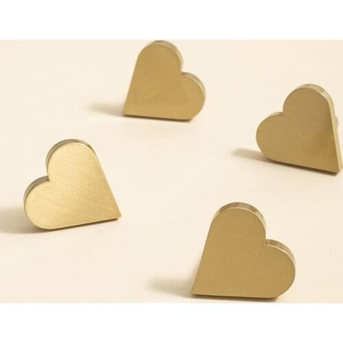 Pure copper original design creative handle love shaped brass brushed wardrobe childrens room bucket cabinet gold small handle