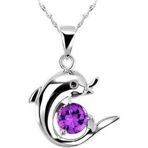Dolphin Pendant Necklace women Zircon Jewelry Accessories Fashion Neck Decorations Party Gift Long Chain Choker