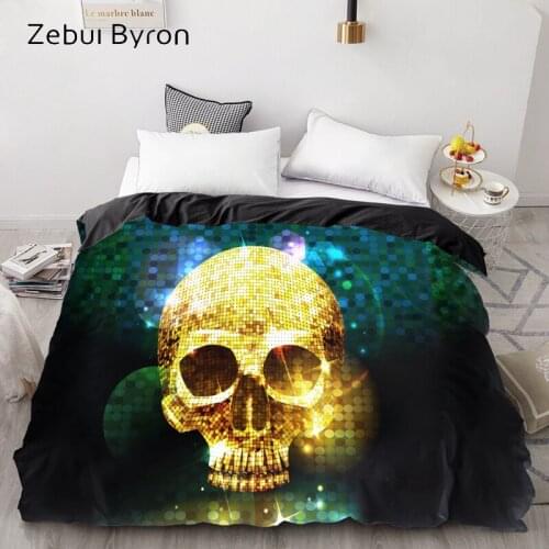 3D HD Print Custom Duvet Cover,Comforter/Quilt/Blanket case Queen/King,Bedding 135/220/240/200x200,Halloween gold Skull