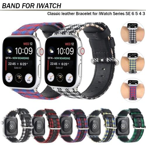 New Wrist Strap for Apple Watch Band 40/44mm 38/42mm Cloth+Leather Bracelet for IWatch Series 6/SE/5/4/3 Belt Accessories Bands