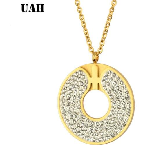 UAH Luxury Design Imitation Crystal Choker Necklace Female Cross Pendant Necklaces for Women Gold Color 2019 Fashion Jewelry
