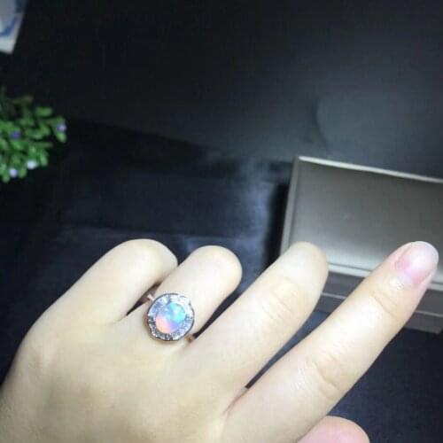 S925 sterling silver inlaid with a natural Opal ring Fashion Jewelry Banquet Ball Ring