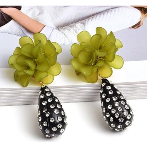 New Statement Handmade Flower Earrings High-quality Crystal Long Drop Earrings Fashion Jewelry Accessories For Women Wholesale