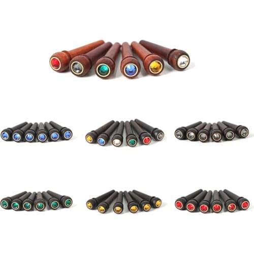 MoonEmbassy Ebony Acoustic Guitar Bridge Pins with Crystal Shell 6 PCS Guitarra Bridge Pin Accessories