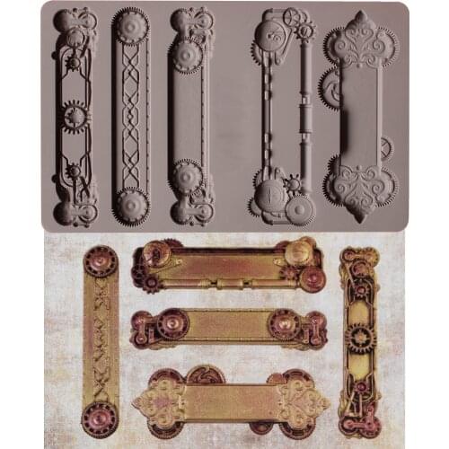Steampunk Plates Silicone Mold Fondant Cakes Decorating Mould Sugarcraft Chocolate Baking Tools Kitchenware For Cakes Gumpaste
