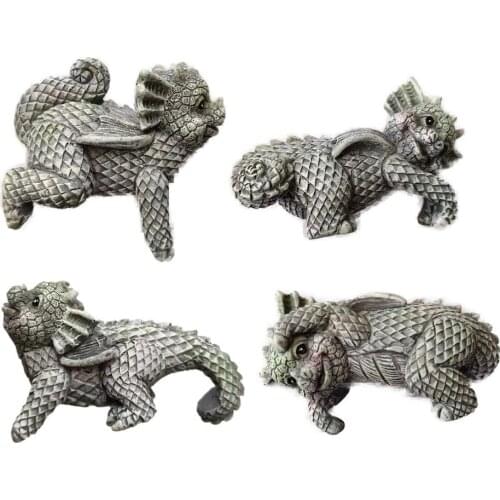 4PCS Dragon Garden Statue Resin Lovely Flower Pot Bonsai Hanging Ornament Home Collecting Crafts Outdoor Decoration