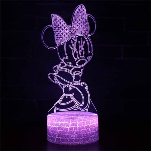 Disney LED Night Light Touch Sensor USB Battery Powered Nightlight Cute Cartoon Dance Minnie Mouse 3d Decorative Lamp Kids Gift