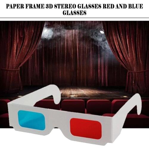Hot 10pcs/lot Universal Anaglyph Cardboard Paper Red & Blue Cyan 3d Glasses For Movie Wholesale