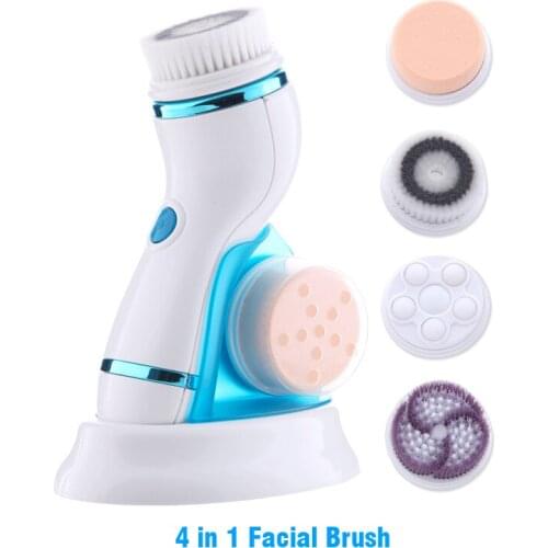 4in1 Spin Face Brush Electric Cleanser Facial Cleansing Brush Pore Cleaner Skin Deep Cleaning Wash Brush Massage Beauty Device