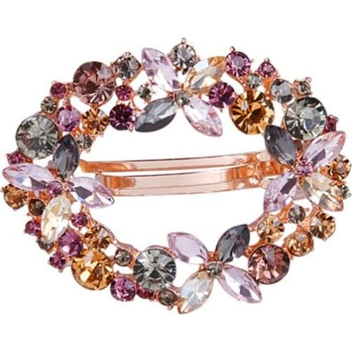 2021 New Crystal Flower Hairpin Korean Style Simple Round Alloy Hair Clips For Women